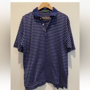 HOUSE OF CARRINGTON LEGEND MENS SS POLO SZ  Large Blue Stripe